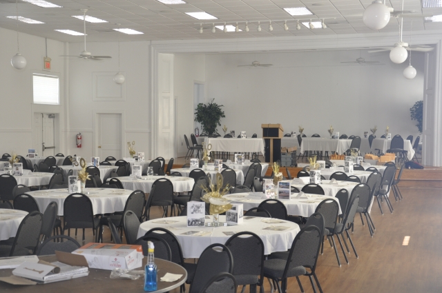 The banquet hall prior to the arrival of guests.
